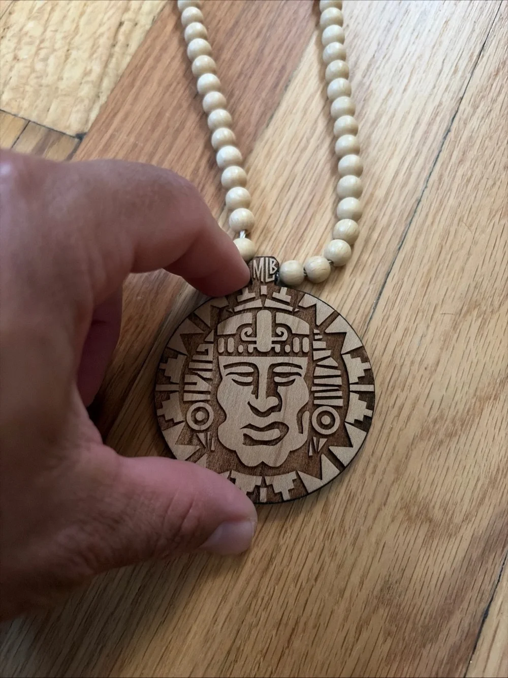 handmade wooden bead necklace olmec legends of the hidden temple pendant